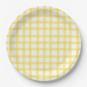 015 Citroen Geel Aquarel Gingham L Papieren Borden Bordje