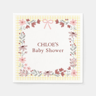 015 Citroen Gele Bloem Boog Gingham Baby Shower Servet