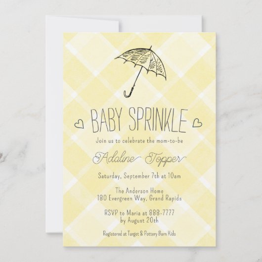 015 Citroenruit Paraplu Babysprinkle Shower Kaart (Voorkant)