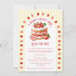015 Lemon Plaid Strawberry Shortcake Baby Shower Kaart