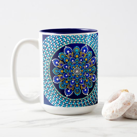 0166 - Royal Blue Mug Tweekleurige Koffiemok (Met donut)