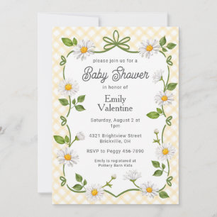 016 Madeliefje Geel Bloemmotief Baby Shower Kaart