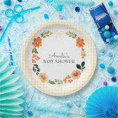 016 Marigold Bloemengingham Babyshower Papieren Bordje (Feest)