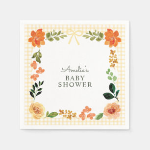 016 Marigold Bloemengingham Babyshower Servet