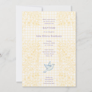 016 Marigold Dove Botanische Kruis Gingham Doopfee Kaart