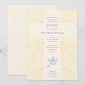 016 Marigold Dove Botanische Kruis Gingham Doopfee Kaart (Voorkant / Achterkant)