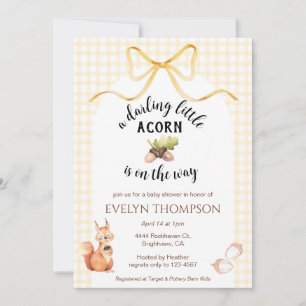 016 Marigold Eekhoorn Eikel Gingham Baby Shower Kaart