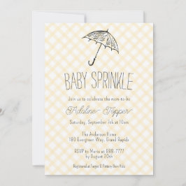 016 Marigold Gele Paraplu Gingham Baby Sprinkle Kaart