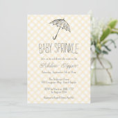 016 Marigold Gele Paraplu Gingham Baby Sprinkle Kaart (Staand voorkant)