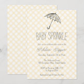 016 Marigold Gele Paraplu Gingham Baby Sprinkle Kaart (Voorkant / Achterkant)
