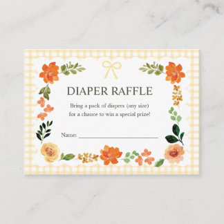016 Marigold Gingham Baby Shower Luierspel Informatiekaartje