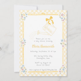016 Marigold Gingham Gietkan Baby Shower Kaart