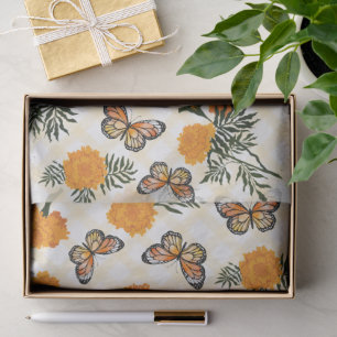 016 Marigold Monarch Vlinder Gingham Tissuepapier