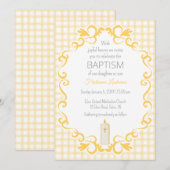 016 Marigold Scroll Gingham Kruis Kaars Doopfeest Kaart (Voorkant / Achterkant)