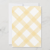 016 Marigold Teddydbeer Gingham Baby Shower Kaart (Achterkant)