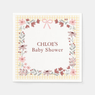 016 Marigold Wildflower Boog Gingham Baby Shower Servet