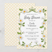 016 Marigold Yellow Floral Daisy Plaid Baby Shower Kaart (Voorkant / Achterkant)