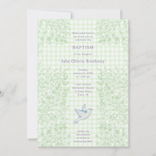 017 Mosduif botanische kruis gingham doop Kaart