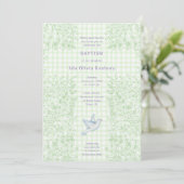 017 Mosduif botanische kruis gingham doop Kaart (Staand voorkant)
