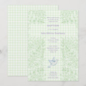 017 Mosduif botanische kruis gingham doop Kaart (Voorkant / Achterkant)