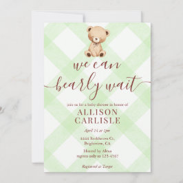017 mosgroene teddybeer geruite babyshower kaart
