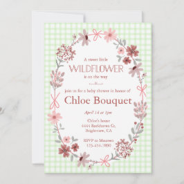 017 Mosgroene Wilde Bloem Boog Gingham Baby Shower Kaart