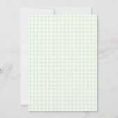 017 Moss Green Squirrel Acorn Gingham Baby Shower Kaart (Achterkant)