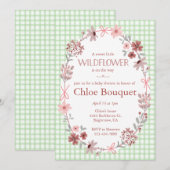 018 Gras Groene Wilde Bloem Boog Gingham Baby Show Kaart (Voorkant / Achterkant)