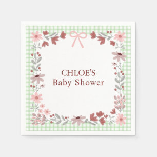 018 Gras Groene Wilde Bloem Boog Gingham Babyborre Servet