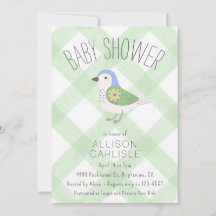018 Gras Lief Bloemenvogel Geruite Baby Shower