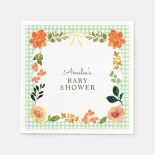 018 Grasgroene bloemengingham baby shower Servet