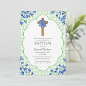 018 Grass Blossom Rustic Cross Design Baptism Kaart (Staand voorkant)