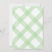 018 Grass Green Teddy Bear Gingham Baby Shower Kaart (Achterkant)