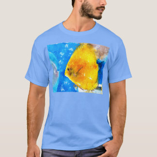 018 Single Yellow Angelfish Waterverf Angelfish w. T-shirt