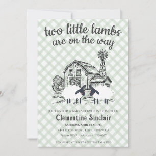 019 Baby Shower bosgroene kleine lammetjes geruit Kaart