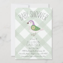019 Bos Cute Bloemrijke Vogel Gingham Baby Shower
