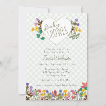 019 Bos Gingham Tuin Hart Bloemen Baby Shower