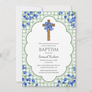 019 Bosbloem Rustiek Kruis Ontwerp Doopfeest Kaart