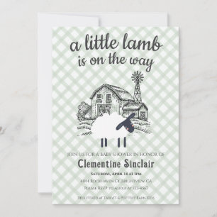 019 bosgroene kleine lam geruite baby shower kaart