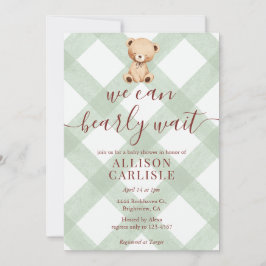 019 Bosgroene Teddybeer Gingham Baby Shower Kaart