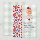 019 Cupcake baby shower bosgroene besjes patchwork Kaart (Voorkant / Achterkant)