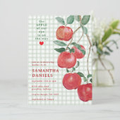 019 Forest Appel van Ons Oog Gingham Baby Shower Kaart (Staand voorkant)