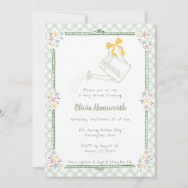 019 Forest Green Gingham Gietkan Baby Shower Kaart