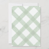 019 Forest Green Teddy Bear Gingham Baby Shower Kaart (Achterkant)