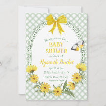 019 Gele madeliefjesboog geruite babyshower
