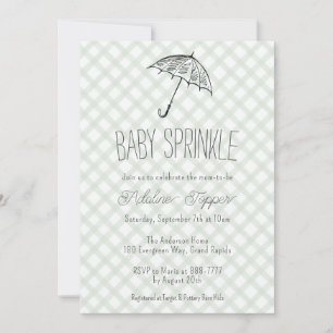 019 Olijfgroene Paraplu Gingham Baby Borrel Kaart