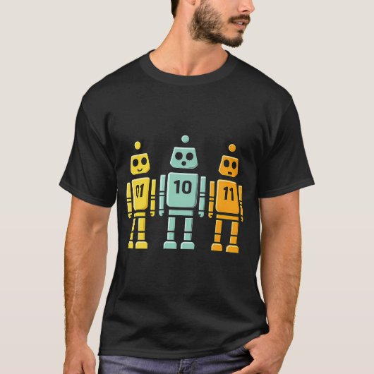01 10 11 Robot Binair T-shirt (Voorkant)