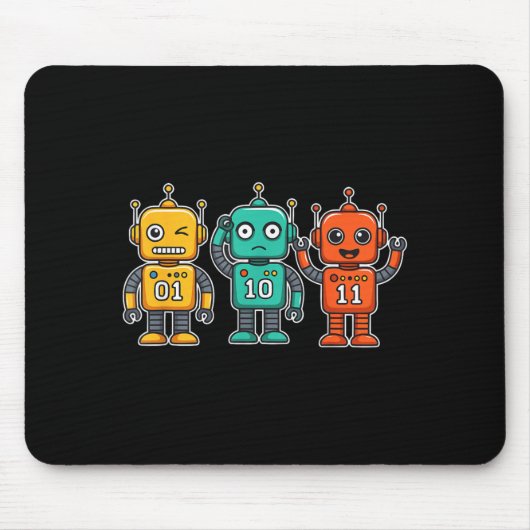 01 10 11 Robot Grappig voor Mannen Vrouwen Kindere Muismat (Voorkant)