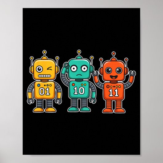 01 10 11 Robot Grappig voor Mannen Vrouwen Kindere Poster (Voorkant)