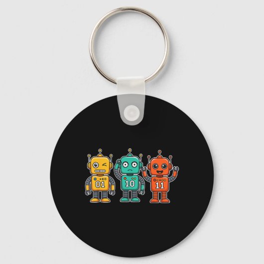 01 10 11 Robot Grappig voor Mannen Vrouwen Kindere Sleutelhanger (Voorkant)